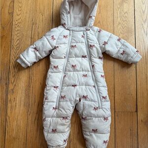 Rylee + Cru Cream Fox Print Baby Snowsuit